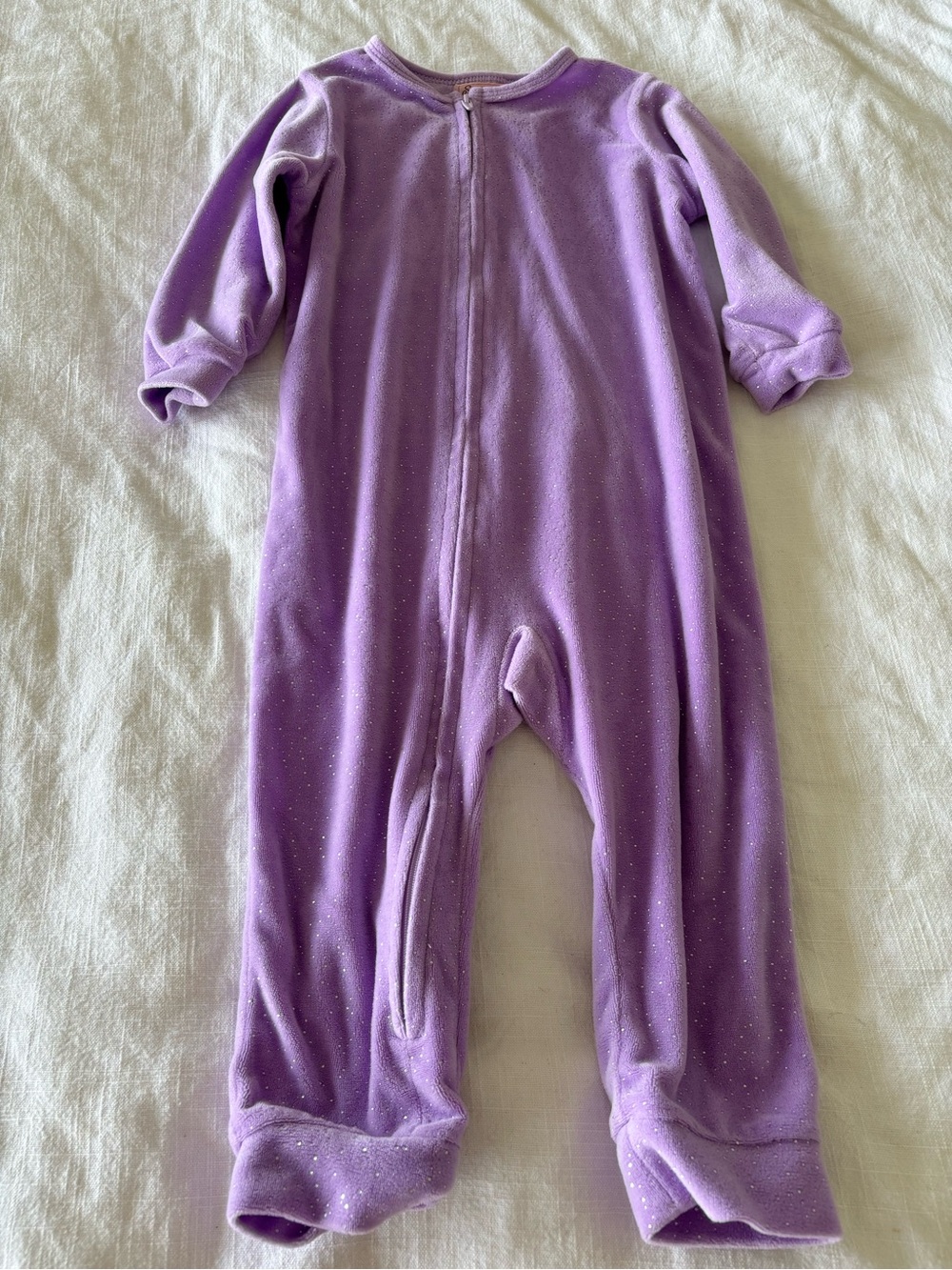 Purple Shimmer Fleece Zip Footless One-Piece Sleeper Long Sleeve 2T girls
